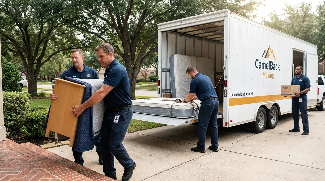 Crew loading residential truck for cross-state move from Honaker, VA